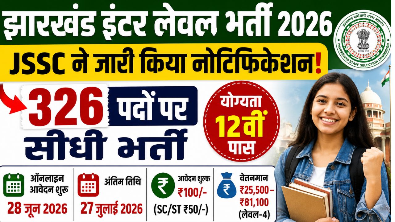 JSSC Jharkhand Inter Level Bharti 2026